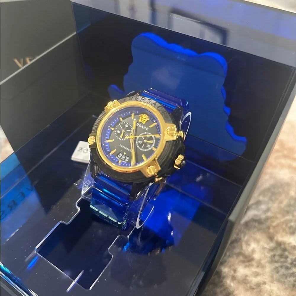SEALED BOX! Versace Blue Sport Transparent Watch with tags